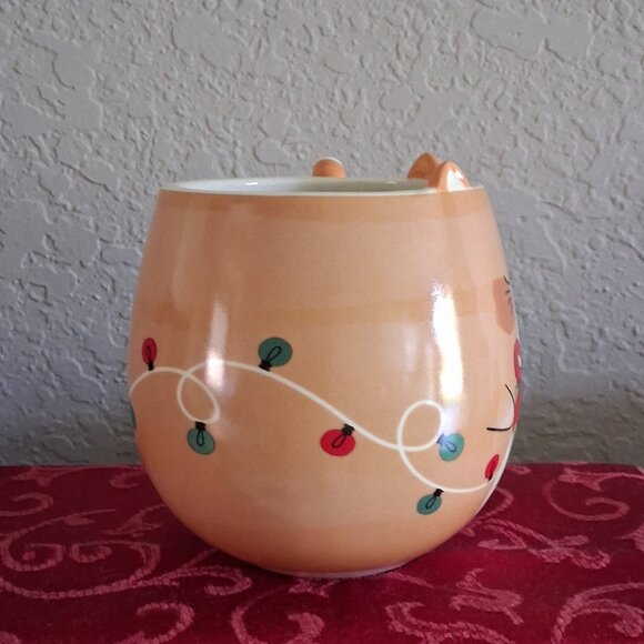 St. Nicholas Square Tan Ceramic Holiday Cat Themed Coffee Mug - Picture 5 of 10